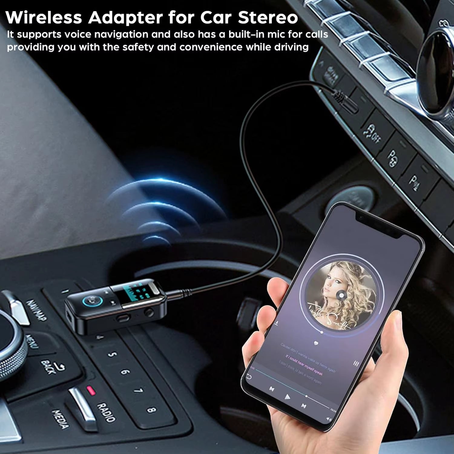 Bluetooth 5.4 Aux Adapter Audio Receiver Transmitter 3.5Mm Jack LED Display for Car/Home Stereo/Wired Headphones/Speaker/Tv