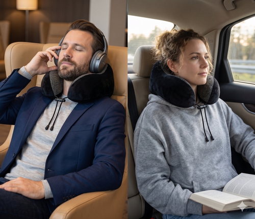 AeroChill Ergonomic Memory Foam Travel Pillow