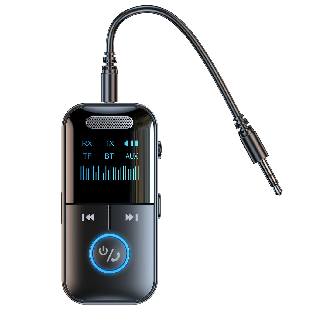 Bluetooth 5.4 Aux Adapter Audio Receiver Transmitter 3.5Mm Jack LED Display for Car/Home Stereo/Wired Headphones/Speaker/Tv